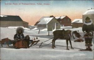 Teller AK Reindeer Sleigh Eskimo Ethnography c1910 Postcard
