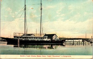 Smiths Yacht Works Essex Connecticut CT Dauntless Antique Postcard DB Germany PM 