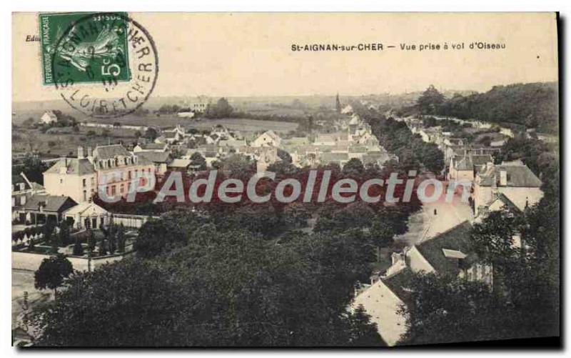 Postcard Old St Aignan View taken in flight Bird