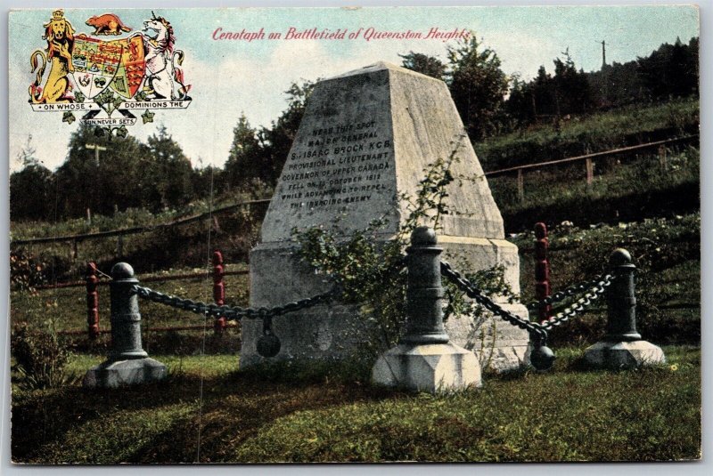 Vtg Cenotaph Battlefield Queenston Heights Ontario Canada 1910s View Postcard