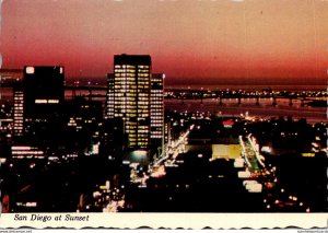 California San Diego Skyline At Sunset