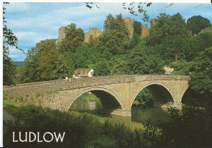 Shropshire Postcard - Ludlow, Dinham Bridge and Castle. Used postcard  AB199