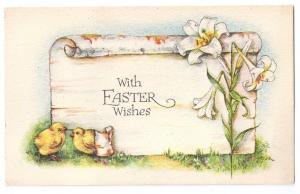 Easter Chicks Lilies A/S M Dulk Vintage Bergman Postcard