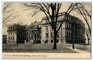 1912 SUI Liberal Art's Building Lady On Pathway Entrance Iowa City IA Postcard