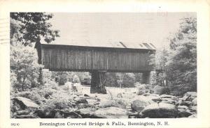 Bennington New Hampshire 1951 Postcard Bennington Covered Bridge and Falls