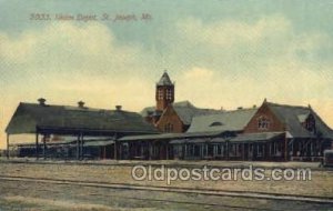 Union Depot, St Joseph, MO, Missouri, USA Train Railroad Station Depot 1912 p...