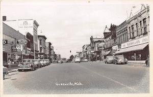 Greenville MI Street View 1st State Street Bank Store Fronts RPPC Postcard