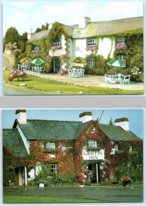 2 Postcards LLYSWEN, Powys Wales UK ~ GRIFFIN INN Christine Hall Art 1990s~4x6