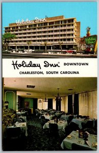Charleston South Carolina 1960s Postcard Holiday Inn Downtown Motel Dining Room