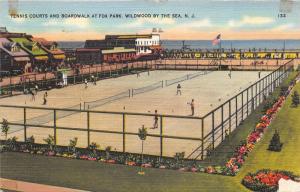 Wildwood by the Sea New Jersey~Fox Park-Tennis Courts & Boardwalk~1939 Postcard