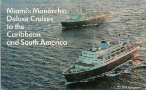 Miami's Monarchs Deluxe Cruises to the Caribbean & South America Postcard PC429