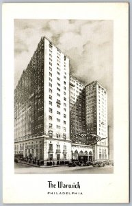 Philadelphia Pennsylvania 1950s Postcard The Warwick Hotel Street Scene
