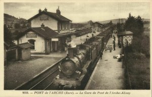 france, PONT de l'ARCHE, La Gare, Railway Station (1910s) Postcard