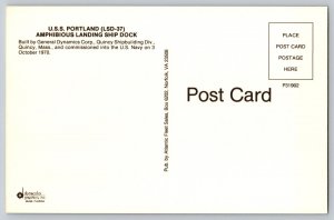 Postcard US Navy Ship - USS Portland (LSD-37) - Amphibious Landing Ship Dock