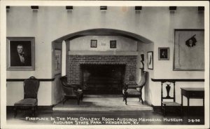 Henderson KY Kentucky Audubon Museum Fireplace Cline? Real Photo Postcard