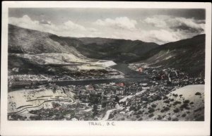 Trail British Columbia BC Bird's Eye View Tinted Real Photo Vintage Postcard