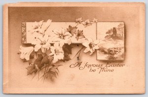 Postcard 1911 A Joyous Easter Be Thine Greetings Bouquet of Calla Lily Flowers