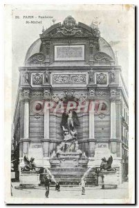 Old Postcard Paris Fountain St Michel