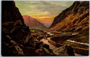 Pass Of Llanberis Wales Mountain Ranges Sunset Roadway Postcard