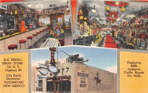 H27/ Tucumcari New Mexico Postcard Linen Elk Rexall Drug Store 3View