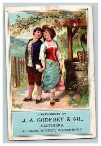 Vintage 1880's Victorian Trade Card - J.A. Godfrey & Co. Clothiers Waterbury CT