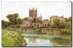 Postcard Old Hereford Cathedral From The River