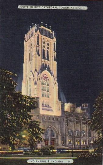 Indiana Indianapolis Scottish Rite Cathedral Tower At Night