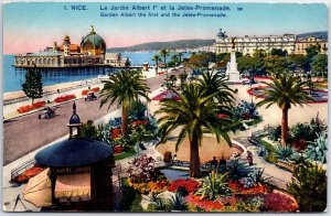 VINTAGE POSTCARD ALBERT GARDENS AND THE JETTY PROMENADE AT NICE FRANCE