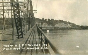 Iowa Dubuque US 20 Crosses Mississippi RPPC Photo #41 Postcard 22-524