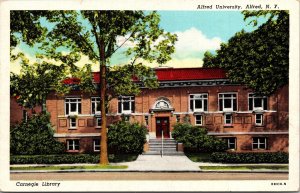 Postcard New York Alfred University Carnegie Library Curt Teich LINEN 1951 V148