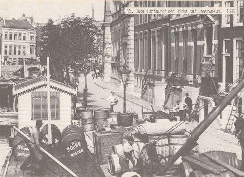 Oude Turfmarkt Met Links Het Leesmuseum 1896 Dutch Repro Old View Postcard