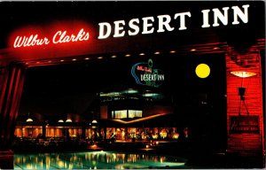 Wilbur Clarks Desert Inn Las Vegas Nevada Night Scene C1960s Vintage Postcard