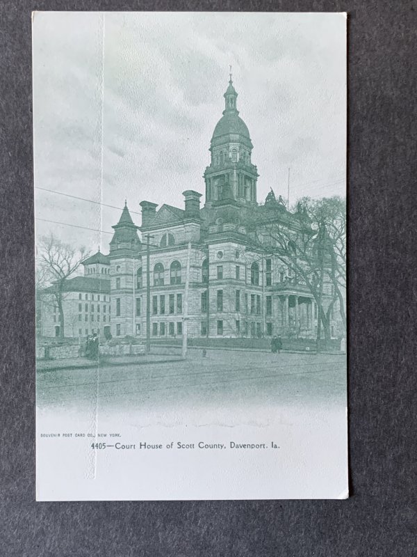 Court House Of Scott County Davenport IA Litho Postcard H1333083019