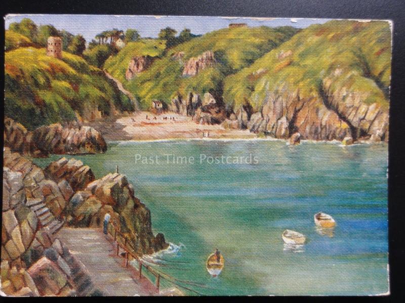 Guernsey: Saints Bay - Art by Peter M Wood, Old Postcard