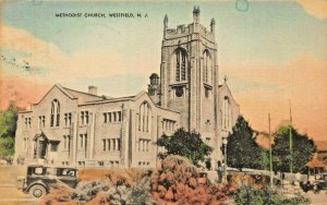 WESTFIELD NEW JERSEY~METHODIST CHURCH~MAYROSE TINTED PHOTO~1940s POSTCARD