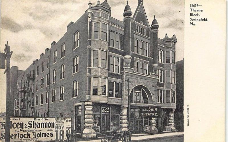 Springfield MO Baldwin Theatre Poster Board Horse & Wagon Postcard