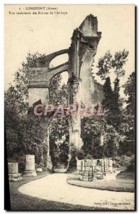 Old Postcard Longpont Inside view of the Ruins of the & # 39Abbaye