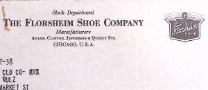 1938 FLORSHEIM SHOE CO CHICAGO WALLS CLOTHING ORRVILLE OH BILLHEAD INVOICE Z311