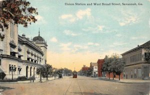 WEST BROAD STREET UNION STATION SAVANNAH GEORGIA TRAIN DEPOT POSTCARD (c. 1910)