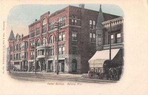 Aurora Illinois Hotel Bishop Street Scene Vintage Postcard AA17278