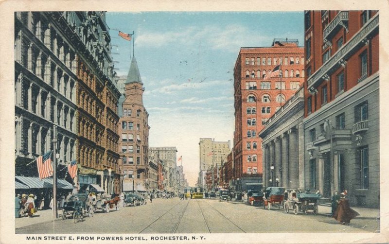 Main Street East from Powers Hotel - Rochester NY, New York - pm 1918 - WB