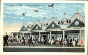 Norfolk Virginia VA Ocean View Bath House c1920 Postcard