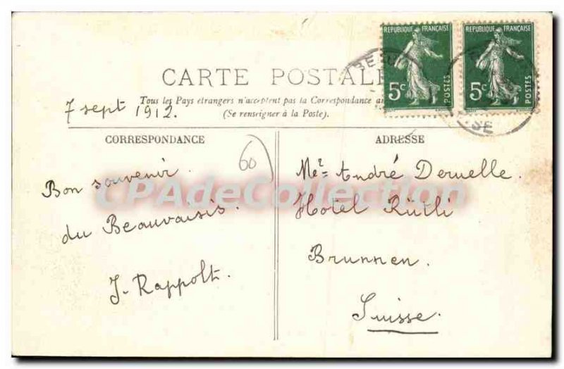 Old Postcard Beauvais Statue Jeanne Hachette with Square