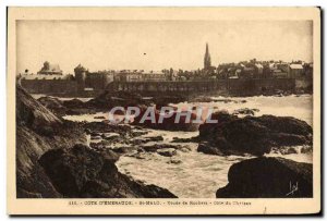 Postcard Old Saint Malo study rocks castle Riviera