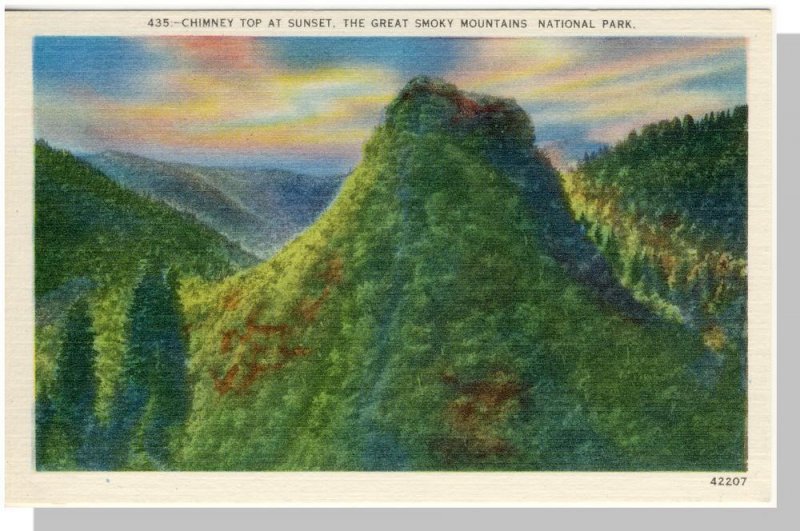 Smoky Mountains National Park,Postcard,North Carolina/NC-TN, Chimney Top,Nr Mint