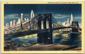 M-10755 Brooklyn Bridge at Night New York City New York