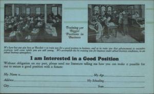 Boston MA Burdett College Promo Adv c1915 Postcard