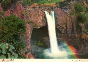 CONTINENTAL SIZE POSTCARD RAINBOW FALLS NEAR CITY OF HILO HAWAII MAILED 1976