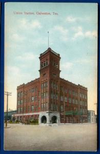 Galveston Texas tx Union railroad depot Station old postcard