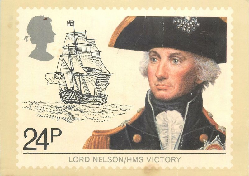 Postcard Advertising lord nelson hms victory multi view boat draw art portrait